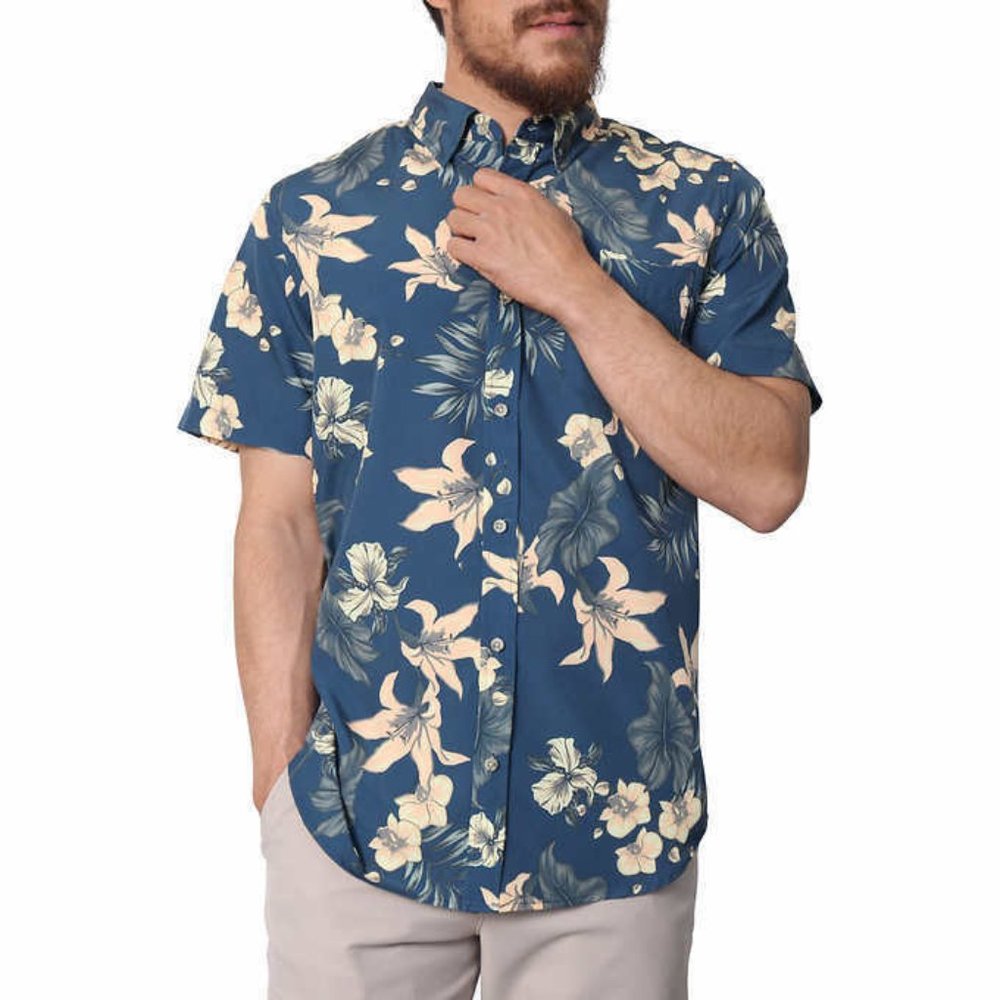 Seapointe Men's Soft Tropical Woven Button Down Shirt NWT